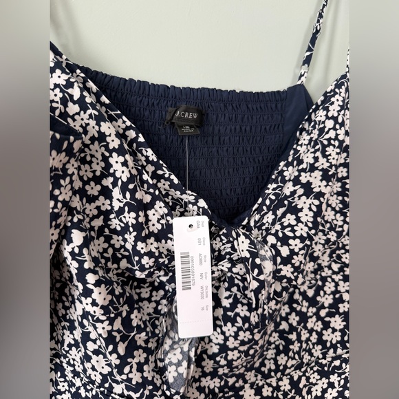 J. Crew NWT Tie-Front Wide-Leg Jumpsuit in Navy White Ditsy Floral Print Size 16 - Picture 5 of 10